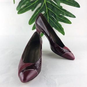 VINTAGE 80'S  WINE BURGUNDY LEATHER HEELS